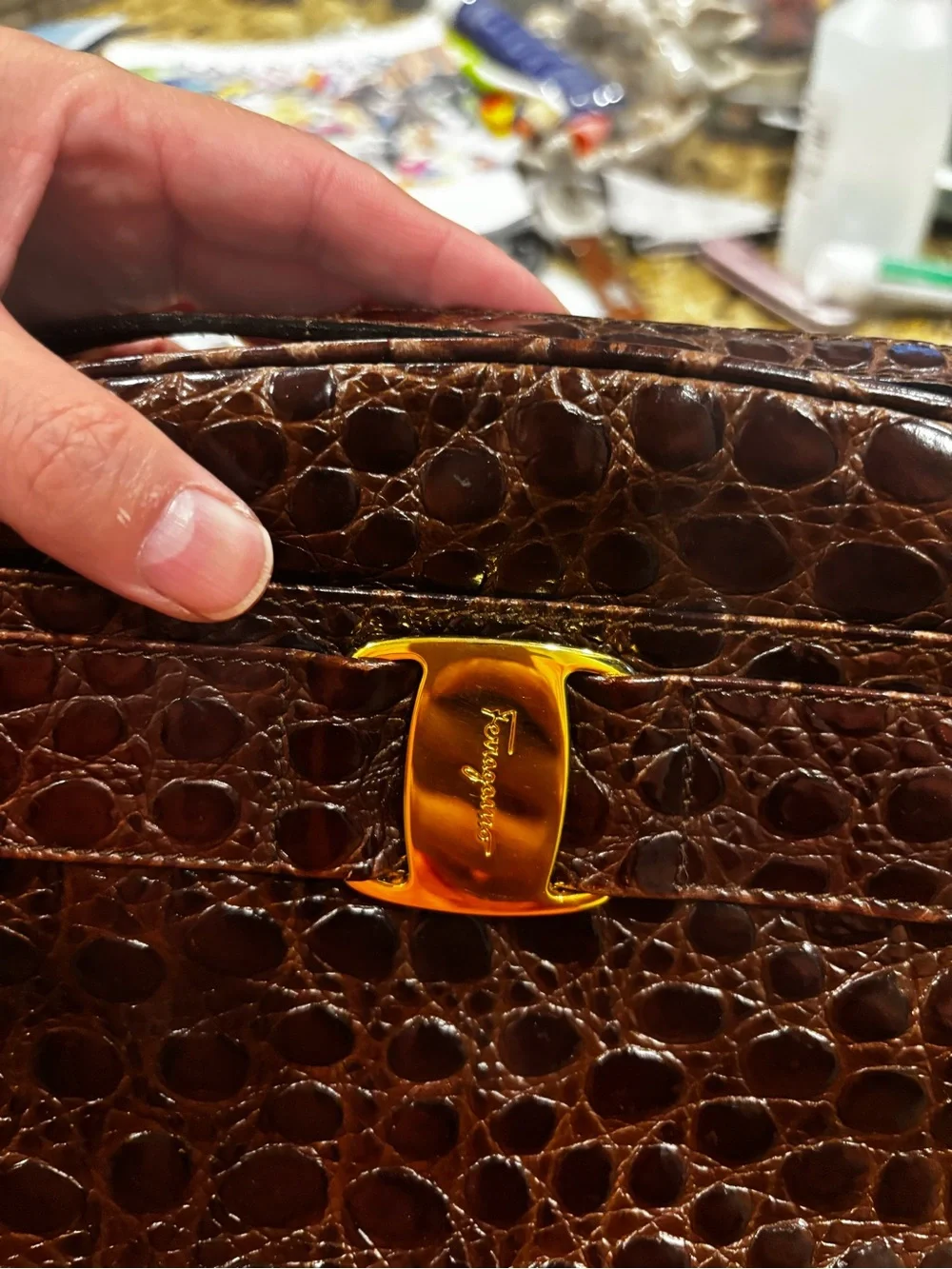 Salvatore Ferragamo crossbody croc leather - Picture 6 of 15